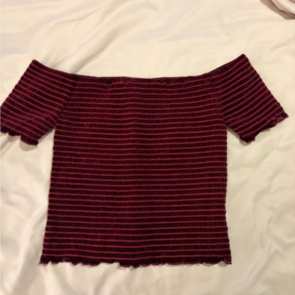 Aqua Off-Shoulder Velvet Top